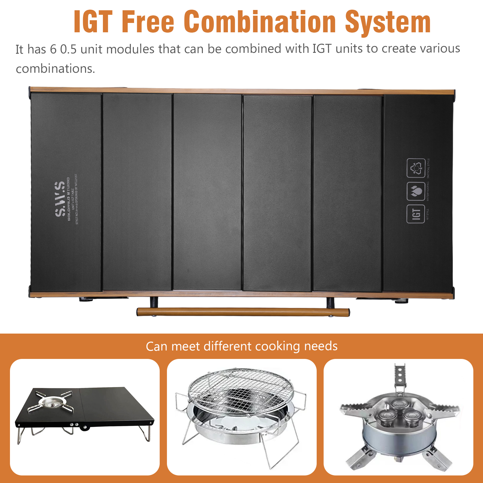 Outdoor Camping Cooking Table - IGT Unit Combination Table with Storage