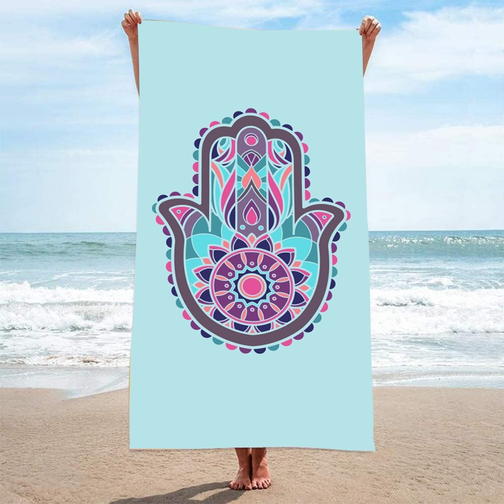 Outdoor Camping Blanket - HAMSA Pattern Beach Towel27x55in Decor Tapestry