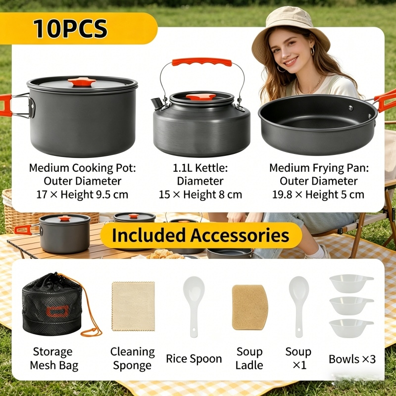 Outdoor Camping Items - Home Household Camping Cookware Set with