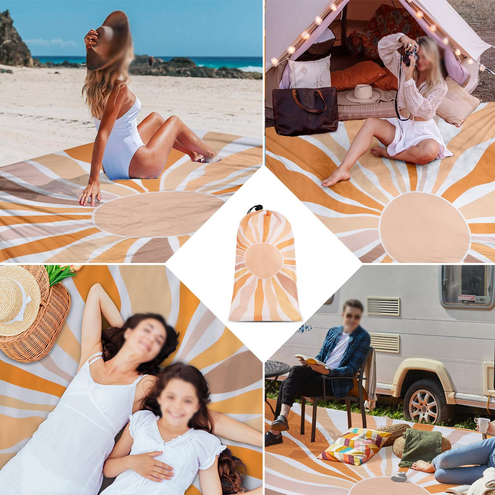 Outdoor Camping Activities For Adults - Waterproof Striped Beach Mat for Camping