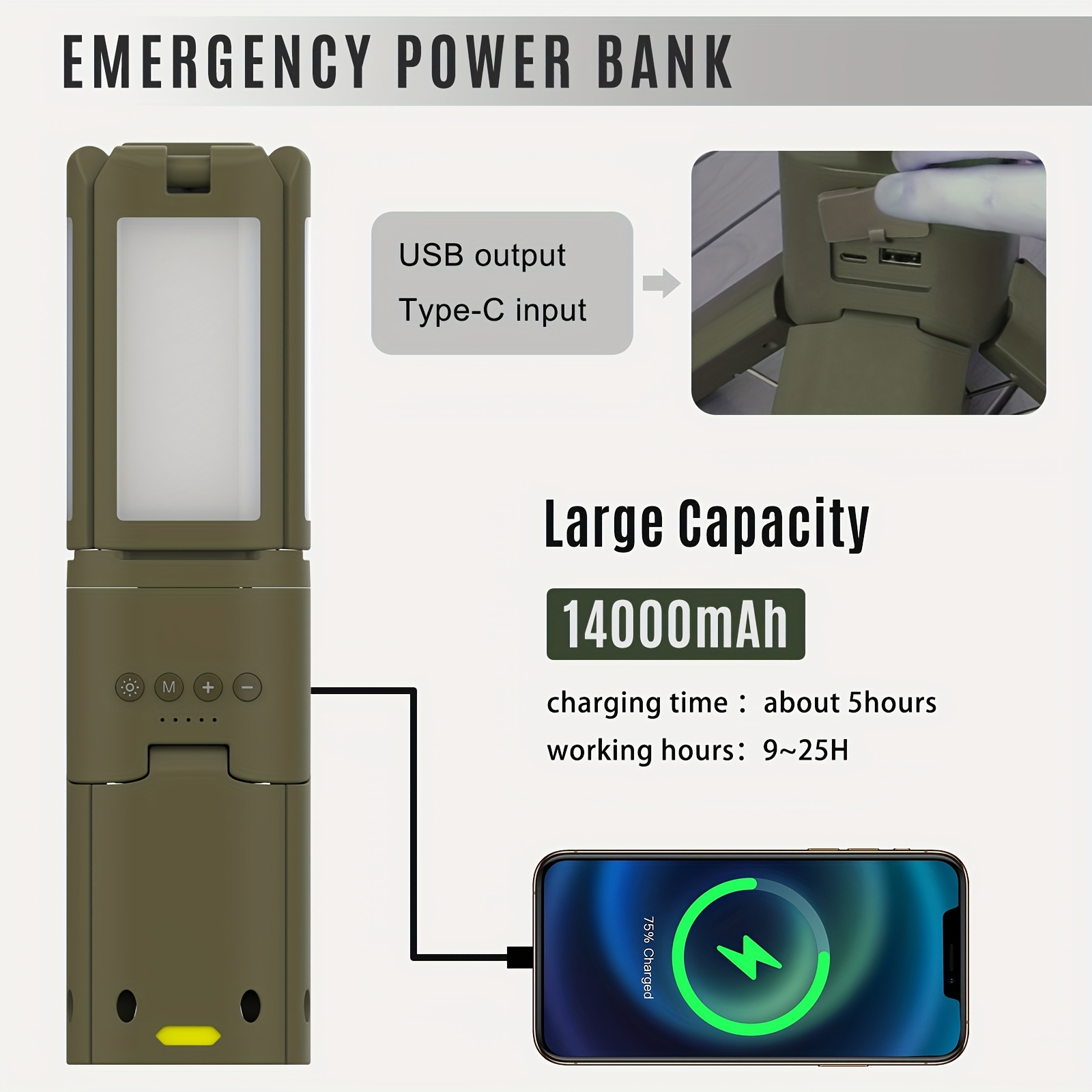 Camping Lantern, 14000mAh Rech - đánh giá và giá Outdoor Camping Lantern