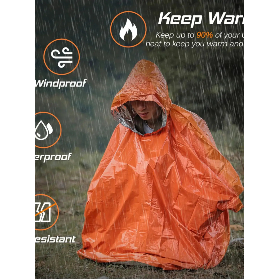 Emergency Rain Poncho Thermal  - đánh giá và giá Outdoor Camping Essential Gear