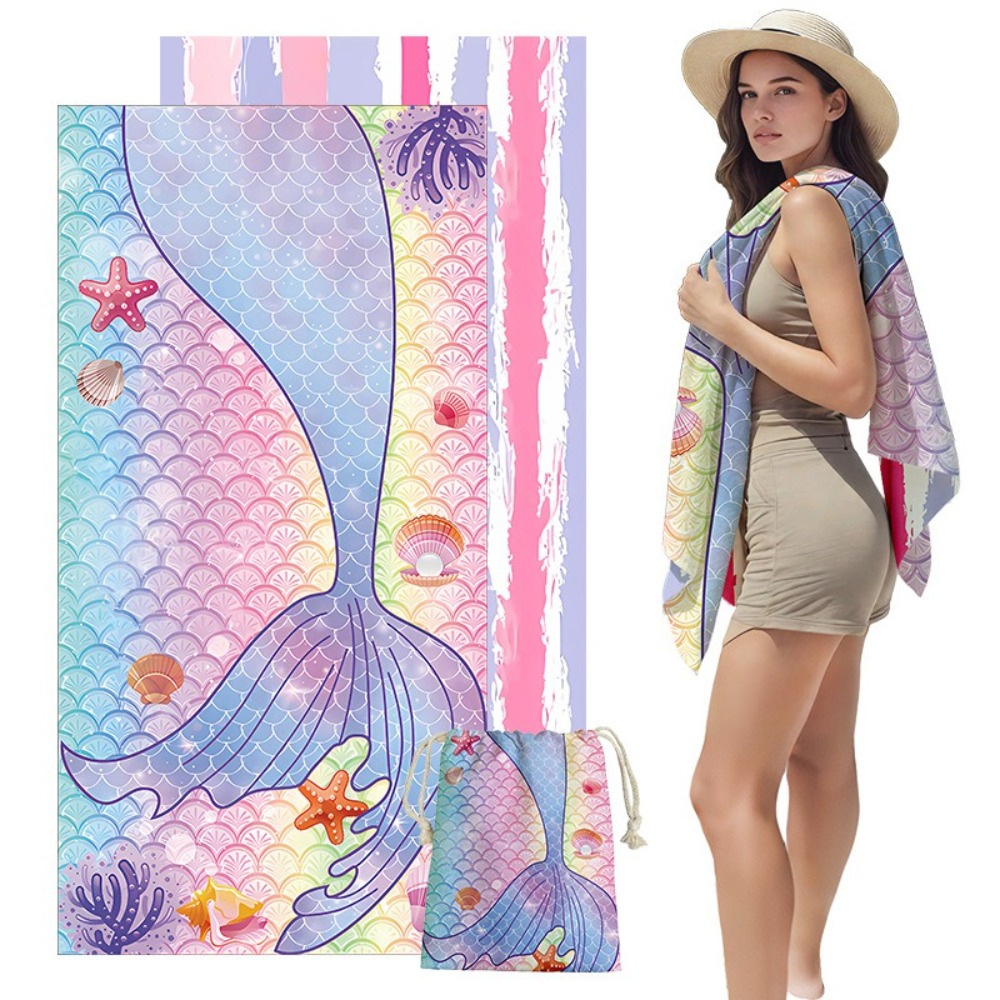 Fish Tail Print Beach Towels a - đánh giá và giá Outdoor Camping Blanket
