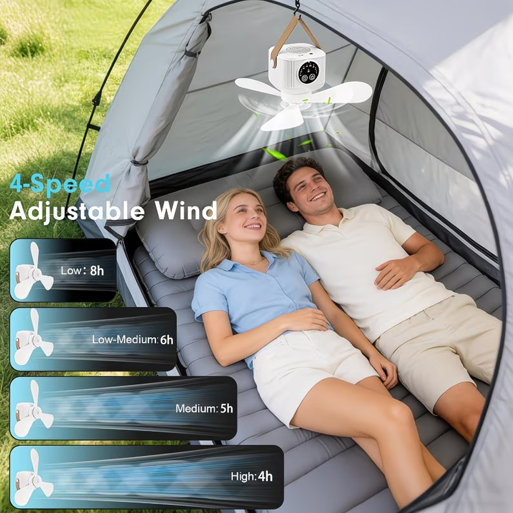 Portable Ceiling Fan with Ligh - đánh giá và giá Outdoor Camping House