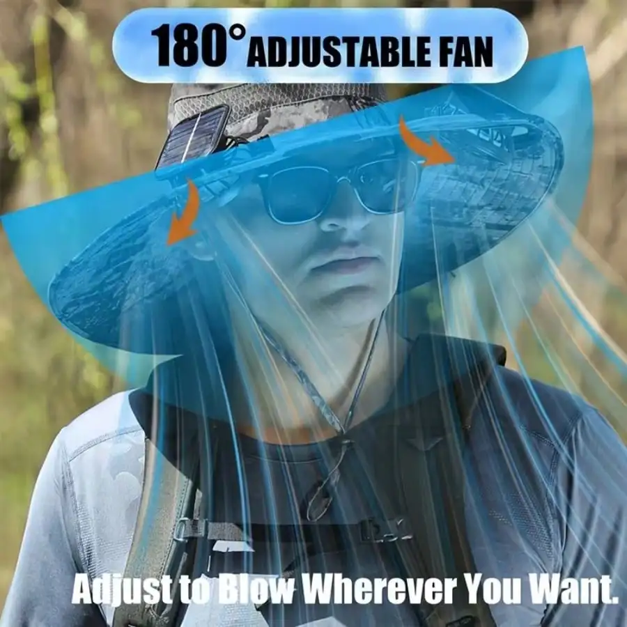 Men's Solar Fan Cap With Mesh  - đánh giá và giá Outdoor Camping Activities For Adults